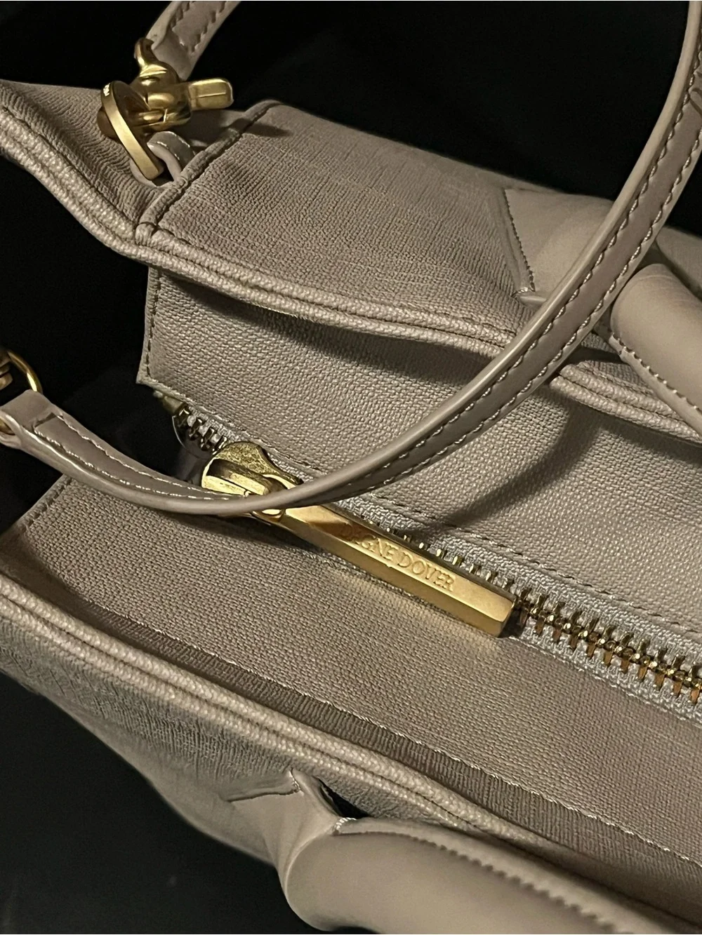DAGNE DOVER Signature Legend Coated Canvas Large Laptop Tote Bag Gray / Taupe